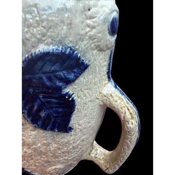 Antique Blue & White Relief Pitcher With Floral & Woman Design - Picture 9 of 10